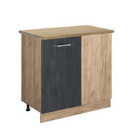 ECKUNTERSCHRANK R-Line Schwarz Beton 86 cm AP Eiche - Honigeiche/Eiche Wotan, Holzwerkstoff (86/81.6/60cm) - Vicco