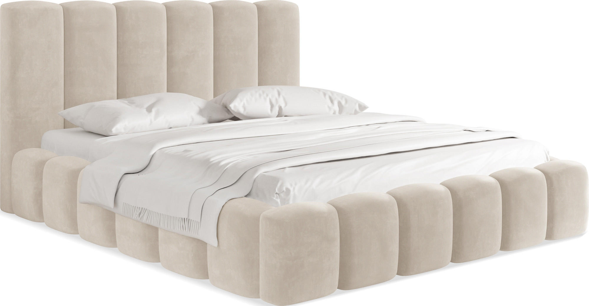 POLSTERBETT Serenity mit Bettkasten, Beige Samt 160x200 cm - Champagner/Beige, Holz/Holzwerkstoff (160/200cm) - WFL GROUP