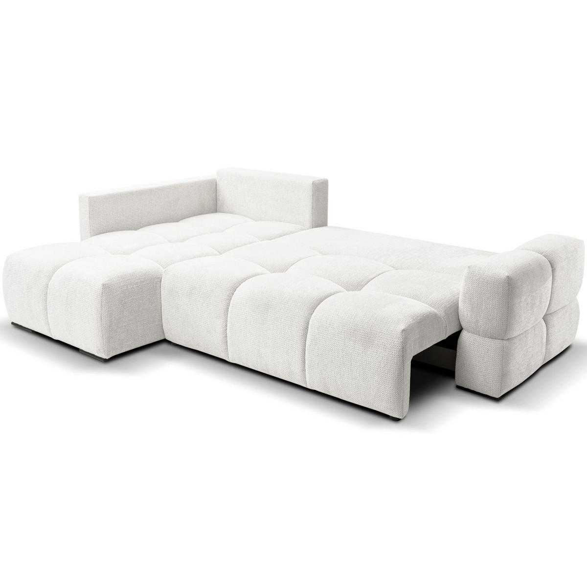 ECKSOFA Taremi mit Chenillebezug Weiß, beidseitig - Schwarz/Weiß, Textil (267/185cm) - Selsey