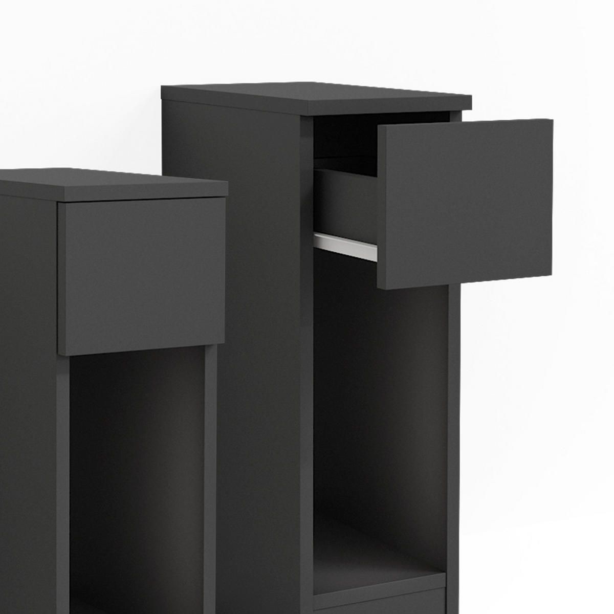 NACHTTISCH Enton Schwarz 20 x 59.5 cm 2er Set - Schwarz, Holzwerkstoff (20/59.5/35cm) - Vicco