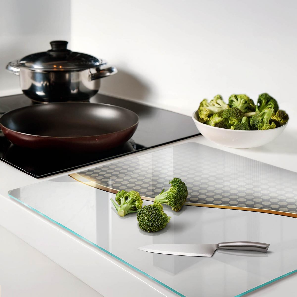 GLASPLATTE 60x52 cm Abstrakt - Goldfarben, Glas (60/0.4/52cm) - TULUP