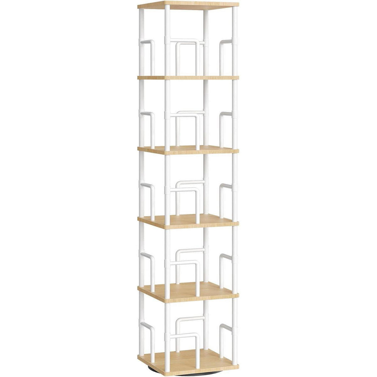 BÜCHERREGAL MAHANCRIS Drehregal 6 Ebenen Weiß 30 x 30 x 158,7 cm - Weiß, Holzwerkstoff (30/158.7/30cm)
