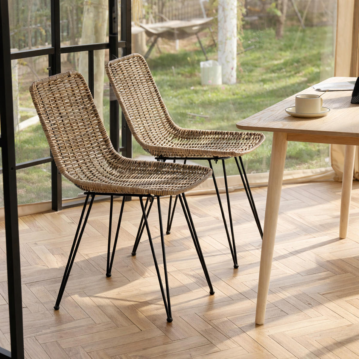 STUHL 2er-Set Rattan Braun - Braun, Holz (40/82/47cm) - Nordlys