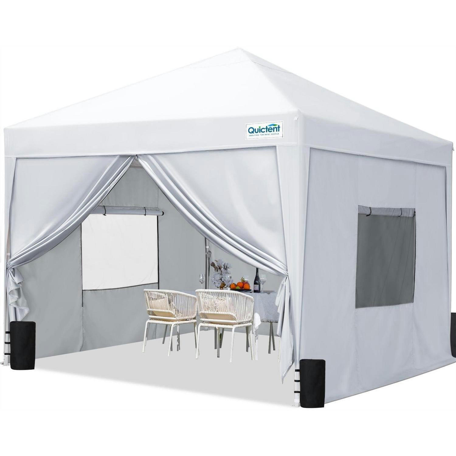 FALTPAVILLON 300 x 300 cm wasserdicht mit Seitenwänden UV-Schutz 50+ Stahlrahmen Weiß - Weiß, Textil (300/265/300cm)