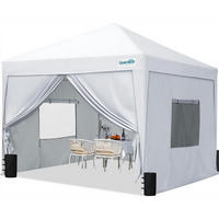 FALTPAVILLON 300 x 300 cm wasserdicht mit Seitenwänden UV-Schutz 50+ Stahlrahmen Weiß - Weiß, Textil (300/265/300cm)
