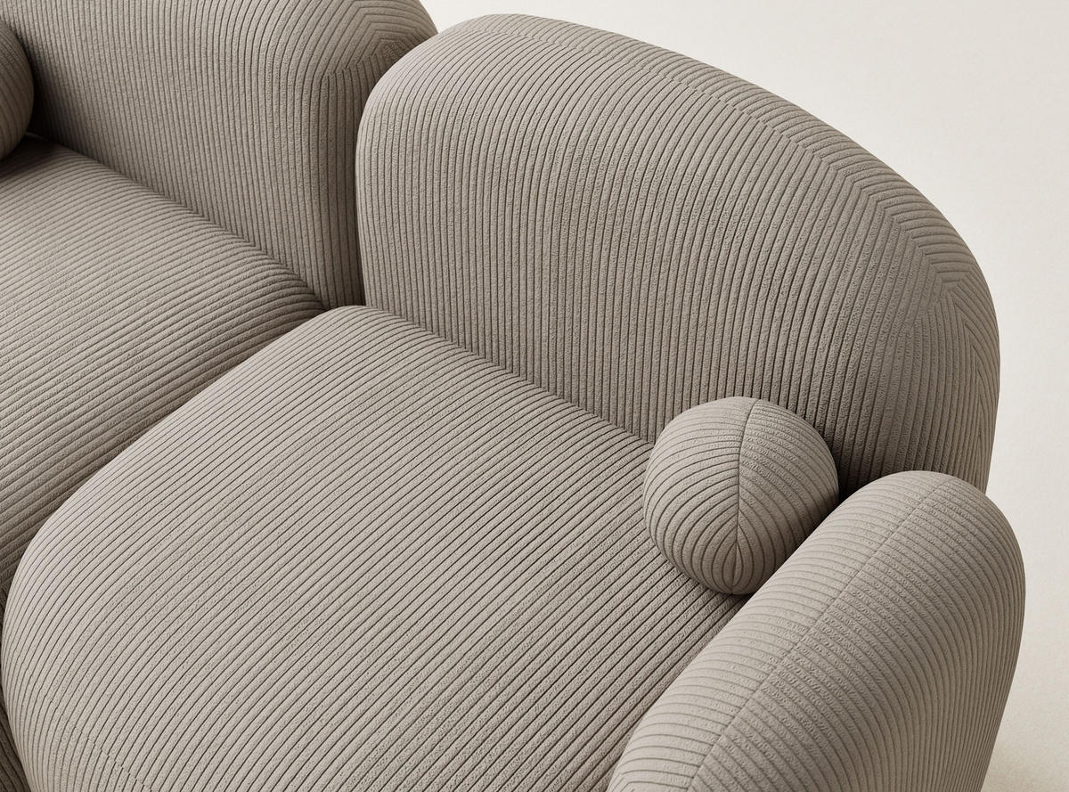 ECKSOFA Bahama Beige Samtstoff - Links Seite - Beige/Schwarz, Holz/Holzwerkstoff (146/190cm) - Maison de Reve
