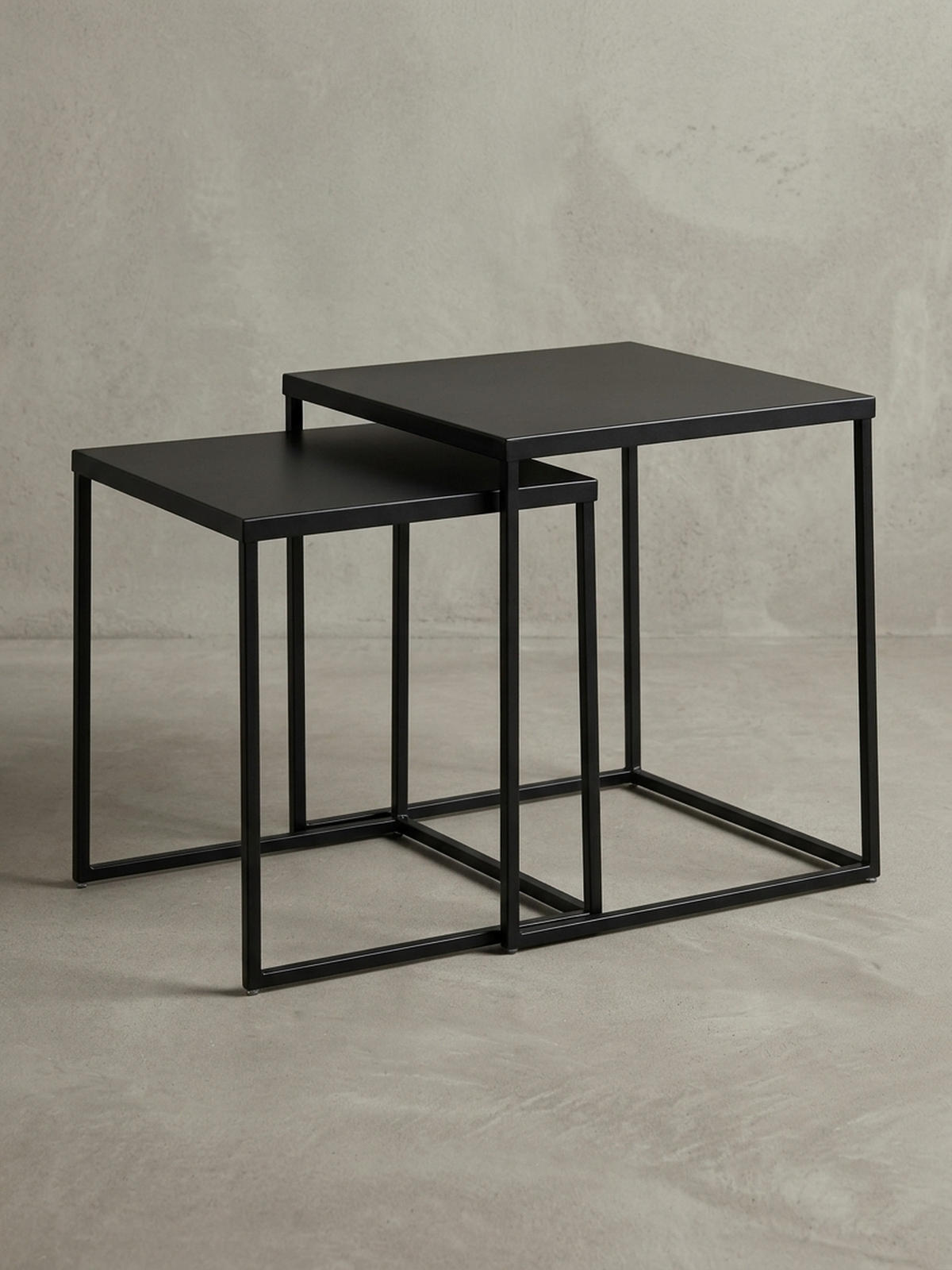 BEISTELLTISCH Set – 2-teilig Schwarz Stahl Industriestil mit Anti-Rutsch - Schwarz, Metall (40/40/45cm) - KADIMA DESIGN