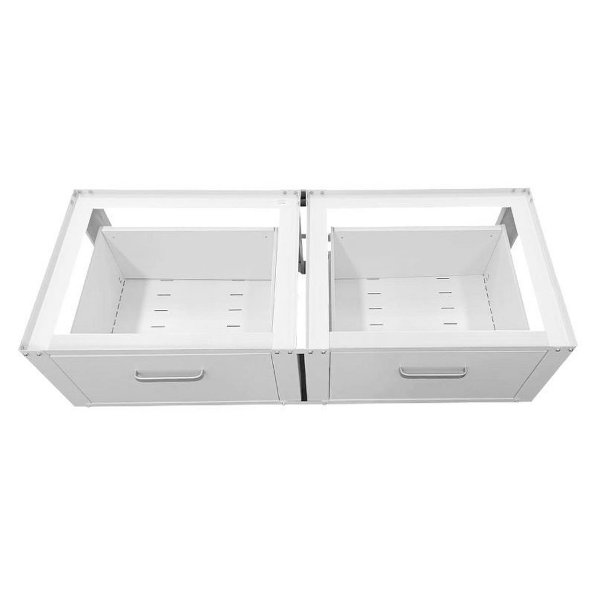 DOPPEL-PODEST für Waschmaschinen- und Trockner mit 2 Schubladen - Weiß, Metall (54/31/127cm) - IVOL