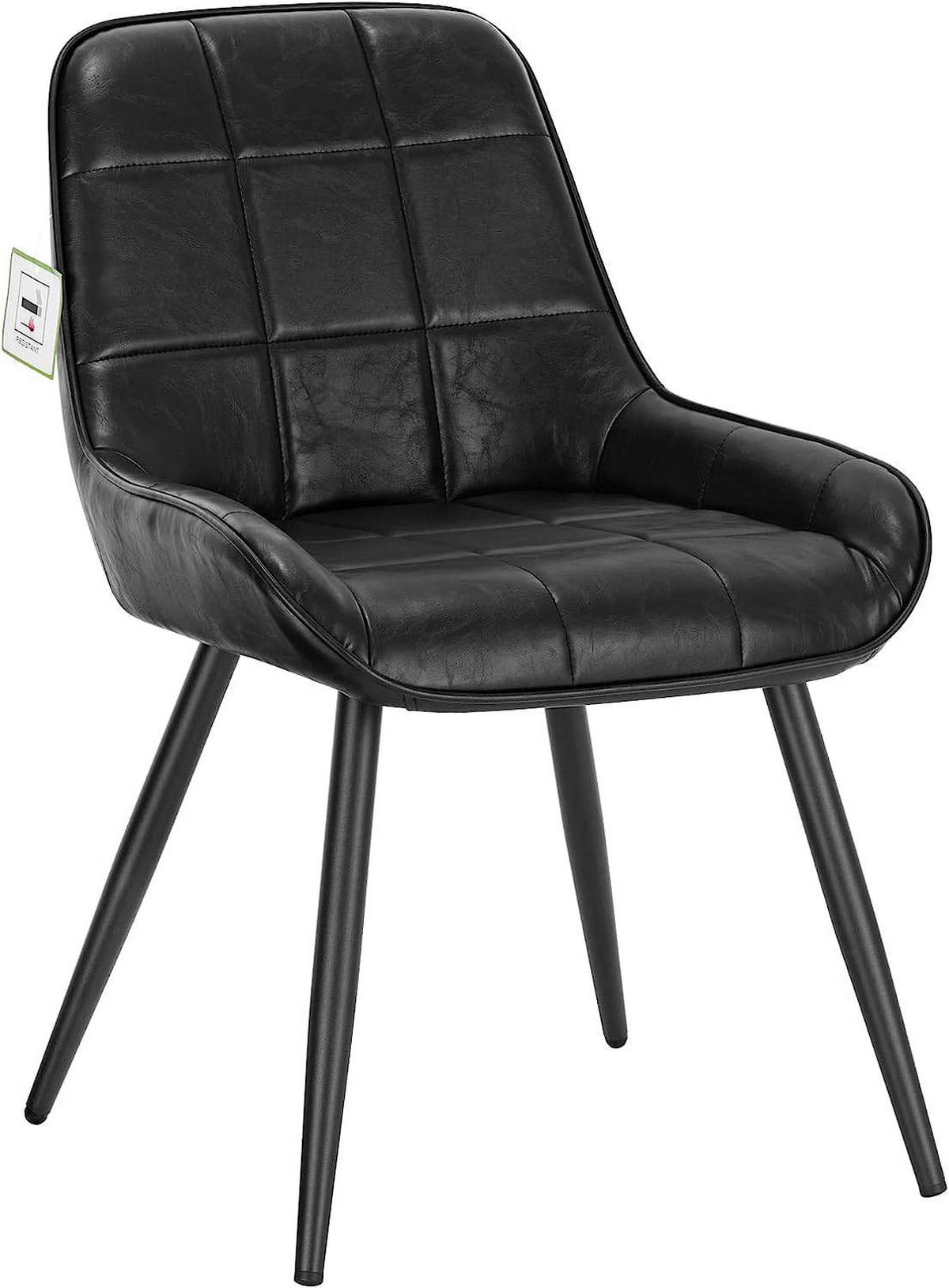 ESSZIMMERSTUHL 4er-Set, Polsterstuhl, Kunstleder, Schwarz - Schwarz, Textil/Metall (52.5/81.5/62cm) - Woltu