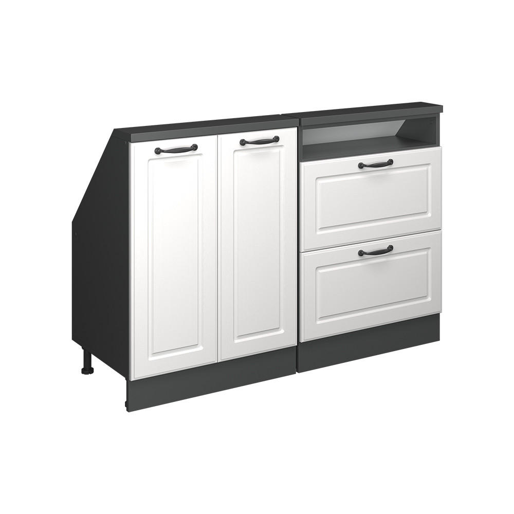 DACHSCHRÄGENSCHRANK-SET Rion Weiß Landhaus/Anthrazit 2er Set - Anthrazit/Weiß, Holzwerkstoff (120/81.6/46cm) - Vicco