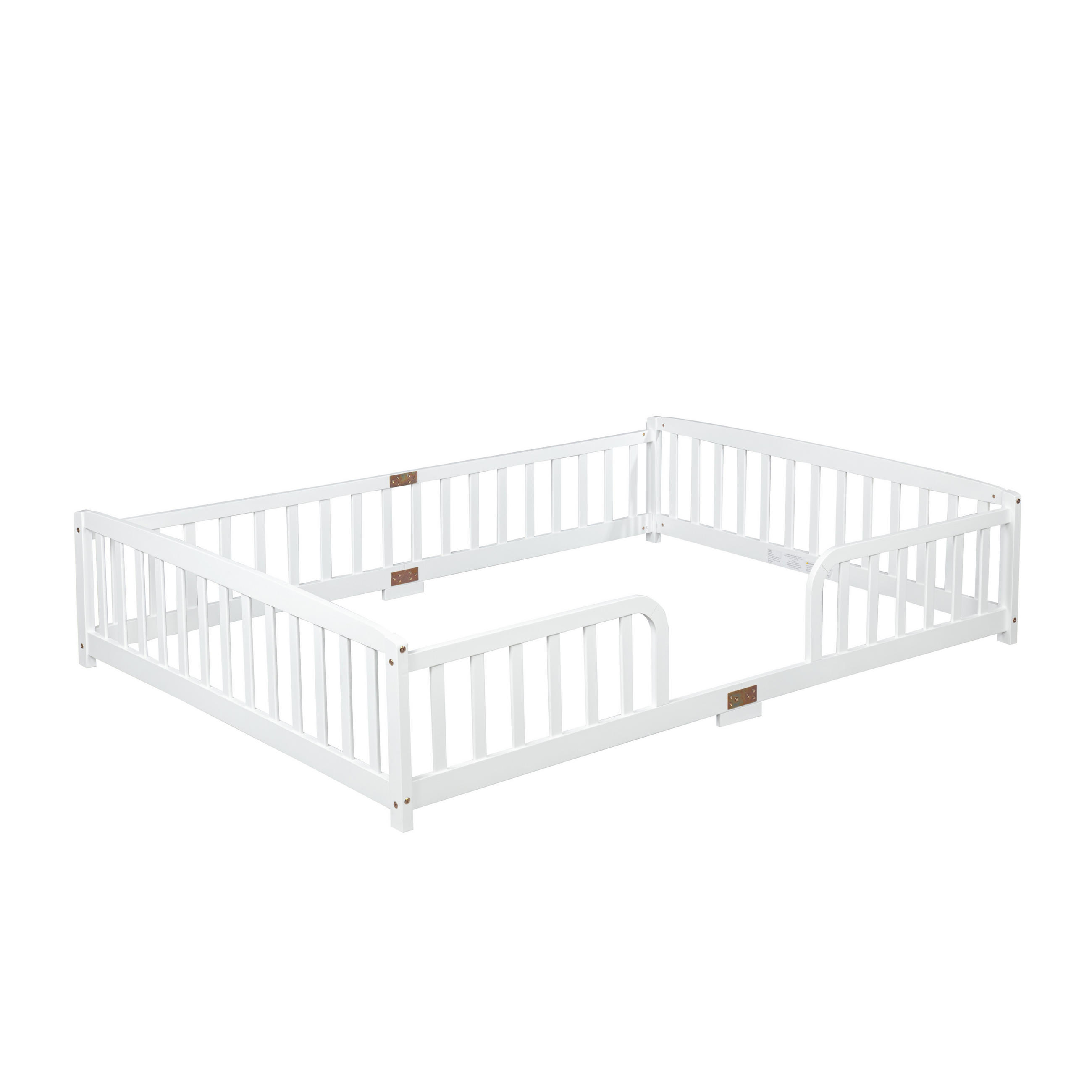 BODENBETT 140/200 cm DE-32892 mit Sicherheitsgeländer Weiß - Weiß, Holz (140/200cm) - ComfortXL