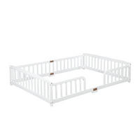 BODENBETT 140/200 cm DE-32892 mit Sicherheitsgeländer Weiß - Weiß, Holz (140/200cm) - ComfortXL