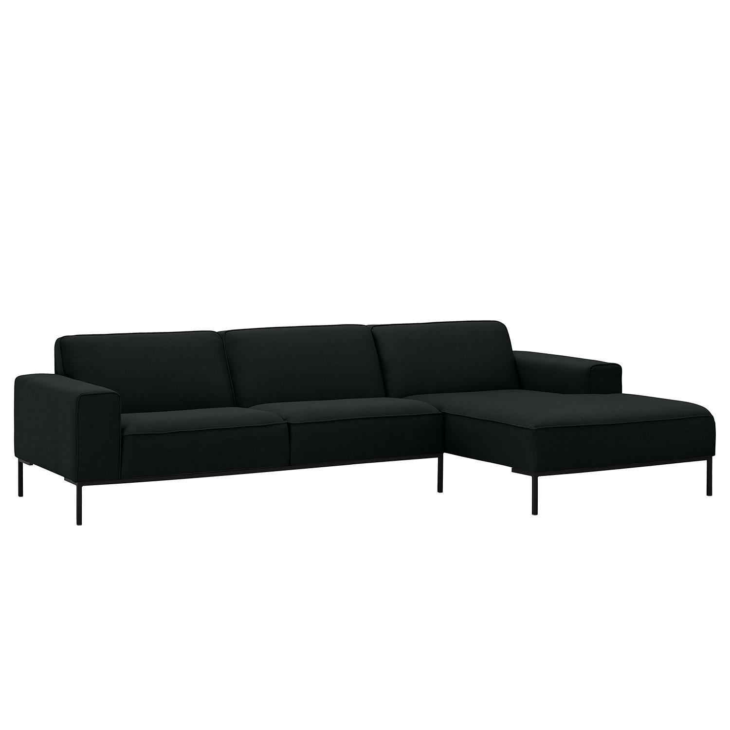 ECKSOFA mit Longchair - Webstoff - Anthrazit/Schwarz, Textil (285/168cm) - home24