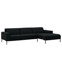 ECKSOFA mit Longchair - Webstoff - Anthrazit/Schwarz, Textil (285/168cm) - home24