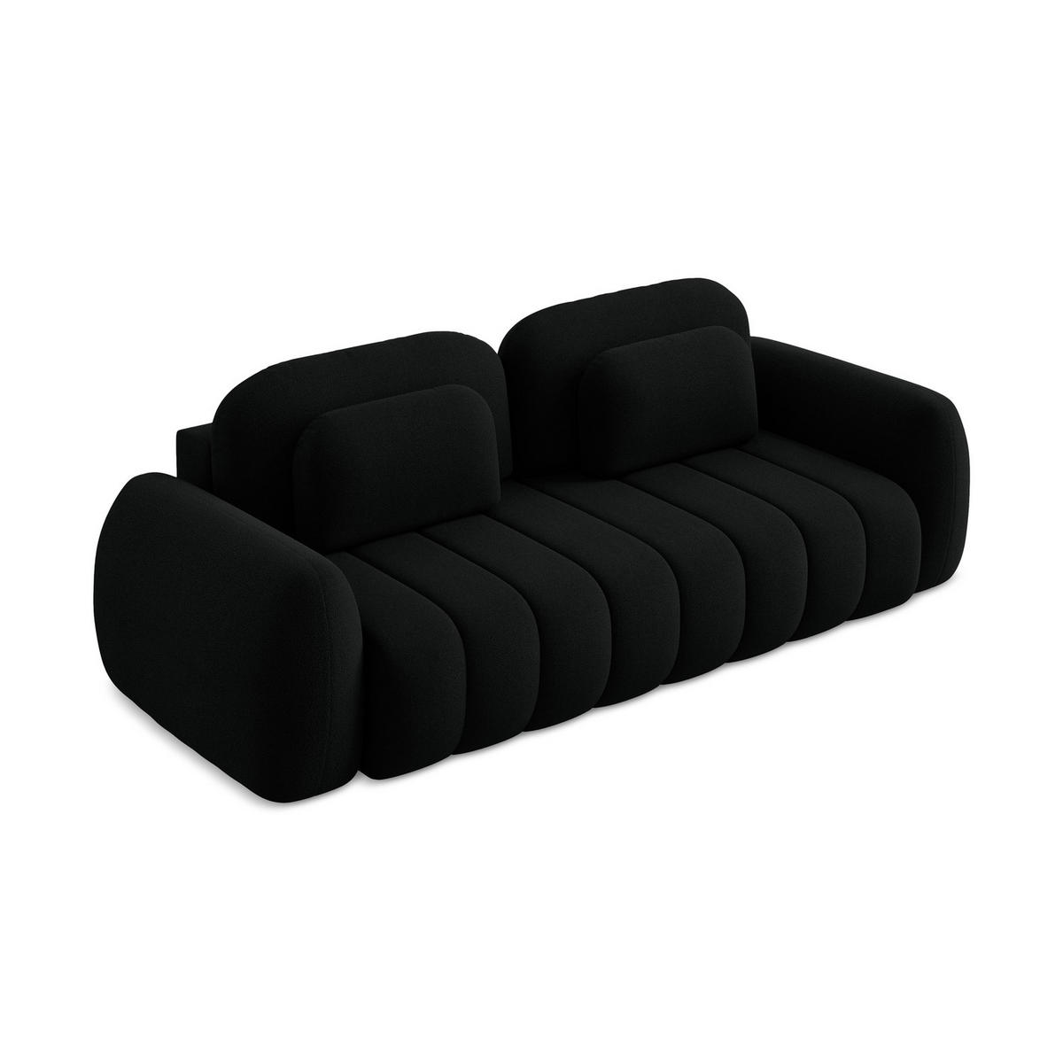 3-SITZER SOFA mit Schlaffunktion Bouclé Stoff Schwarz - Schwarz, Holzwerkstoff/Kunststoff (266/95/121cm) - LaMiaSofa