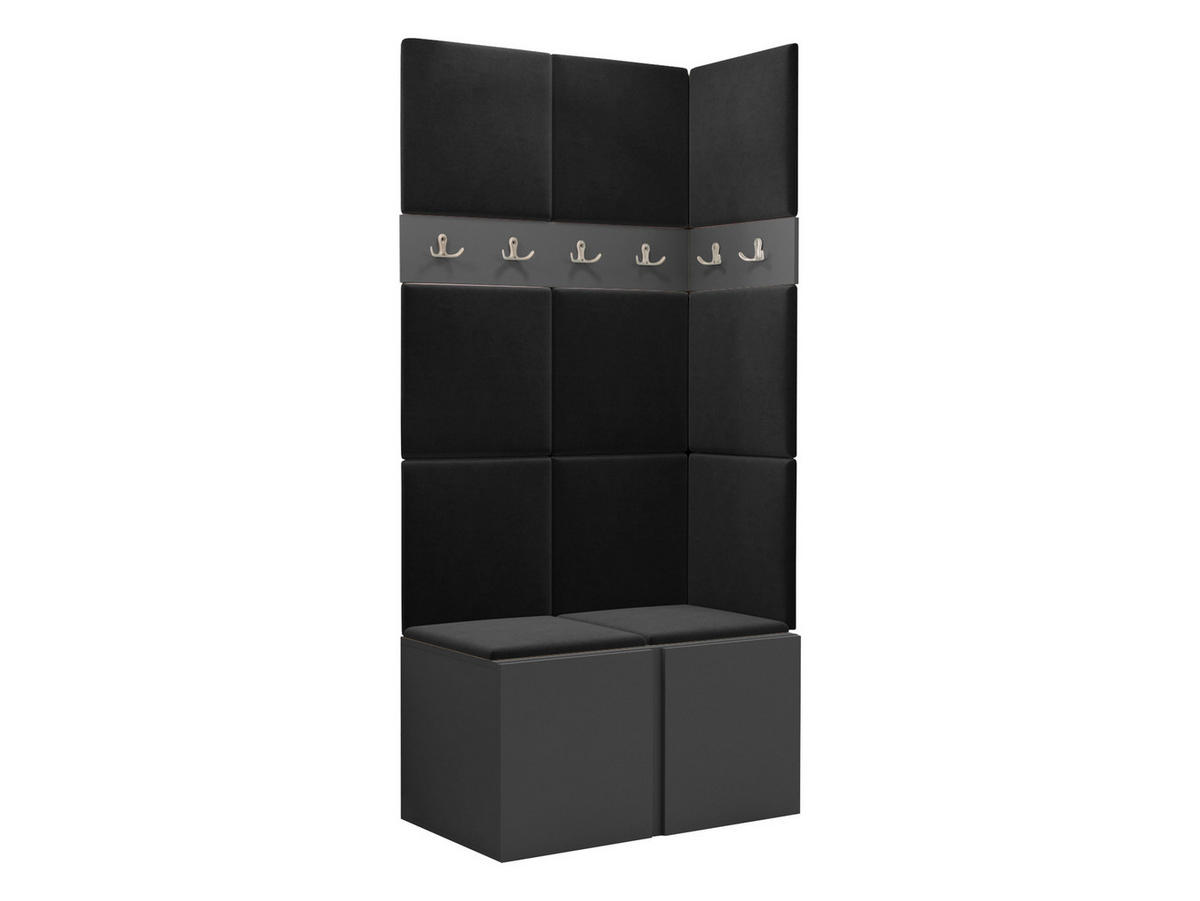 GARDEROBEN-SET Orion I - Anthrazit/Graphitfarben, Holzwerkstoff/Kunststoff (84/186/46cm) - MIRJAN24