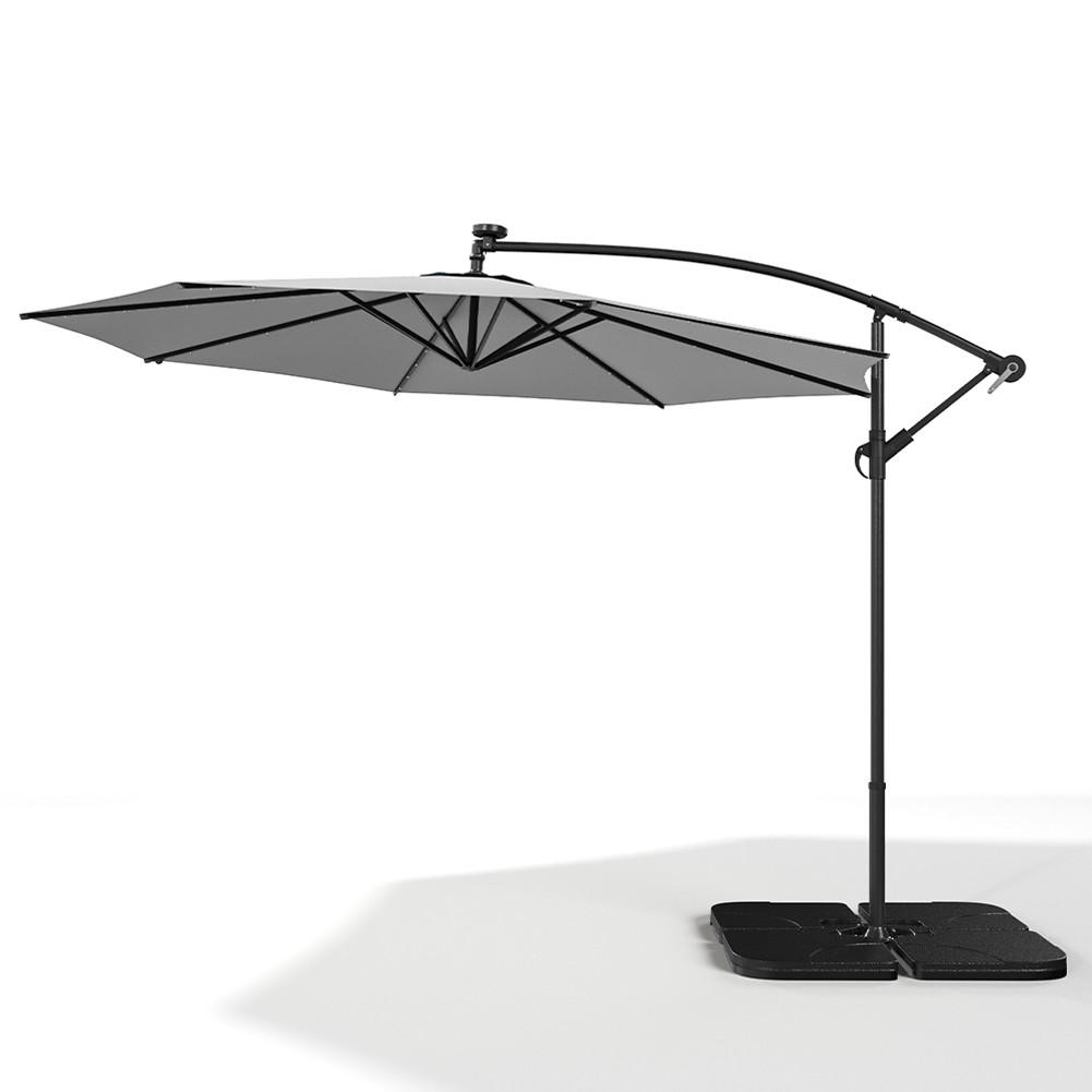 AMPELSCHIRM aus Polyester Metall in Dunkelgrau mit befüllbarer Kunststoff-Sockel und Kreuzständer drehbar 360° neigbar 60° 3 x 2.6m - Dunkelgrau, Metall (300/240cm) - Livingandhome