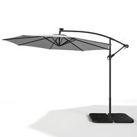 AMPELSCHIRM aus Polyester Metall in Dunkelgrau mit befüllbarer Kunststoff-Sockel und Kreuzständer drehbar 360° neigbar 60° 3 x 2.6m - Dunkelgrau, Metall (300/240cm) - Livingandhome