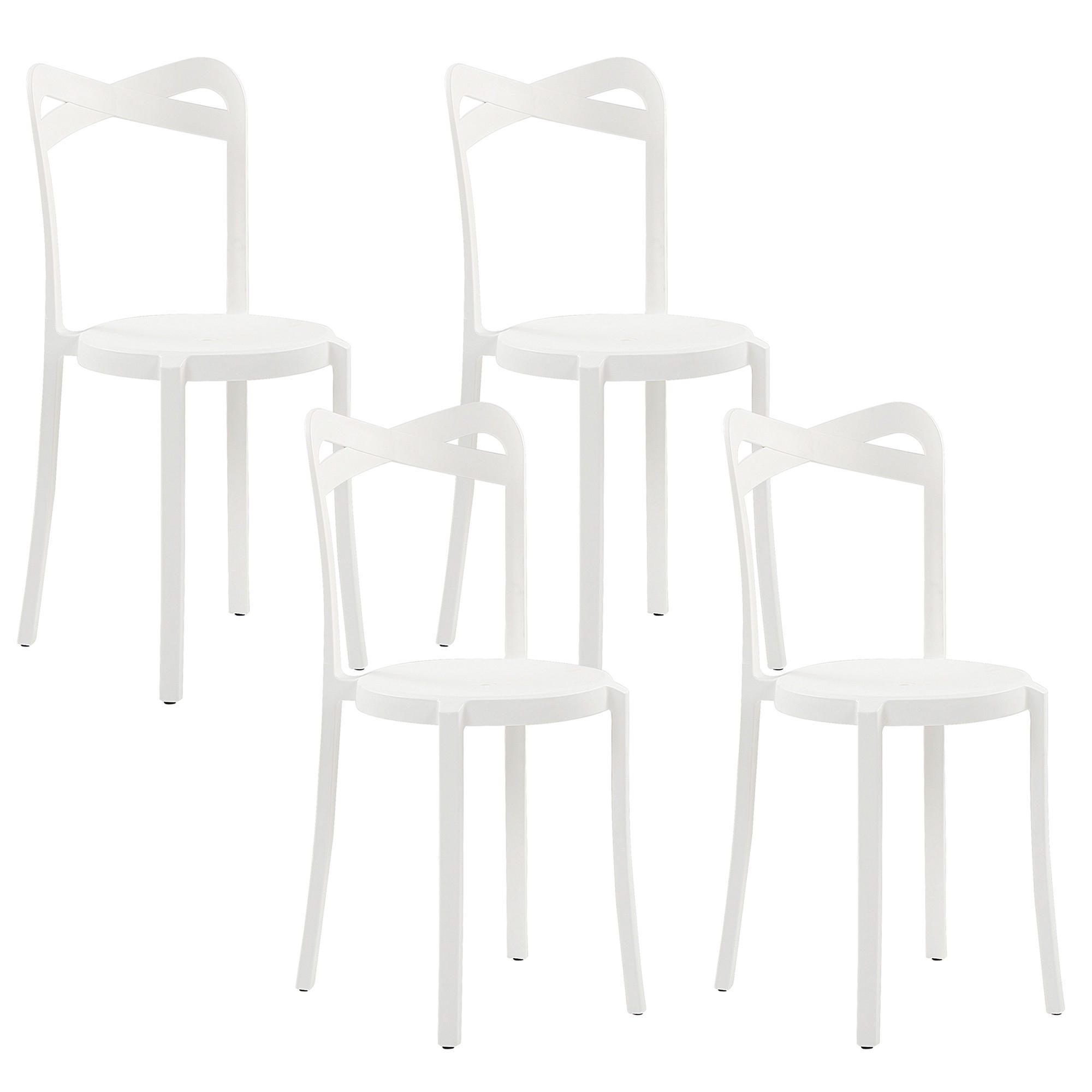 GARTENSTÜHLE 4er-Set Kunststoff weiß Camogli - Weiß, Kunststoff (38/80/40cm) - Beliani