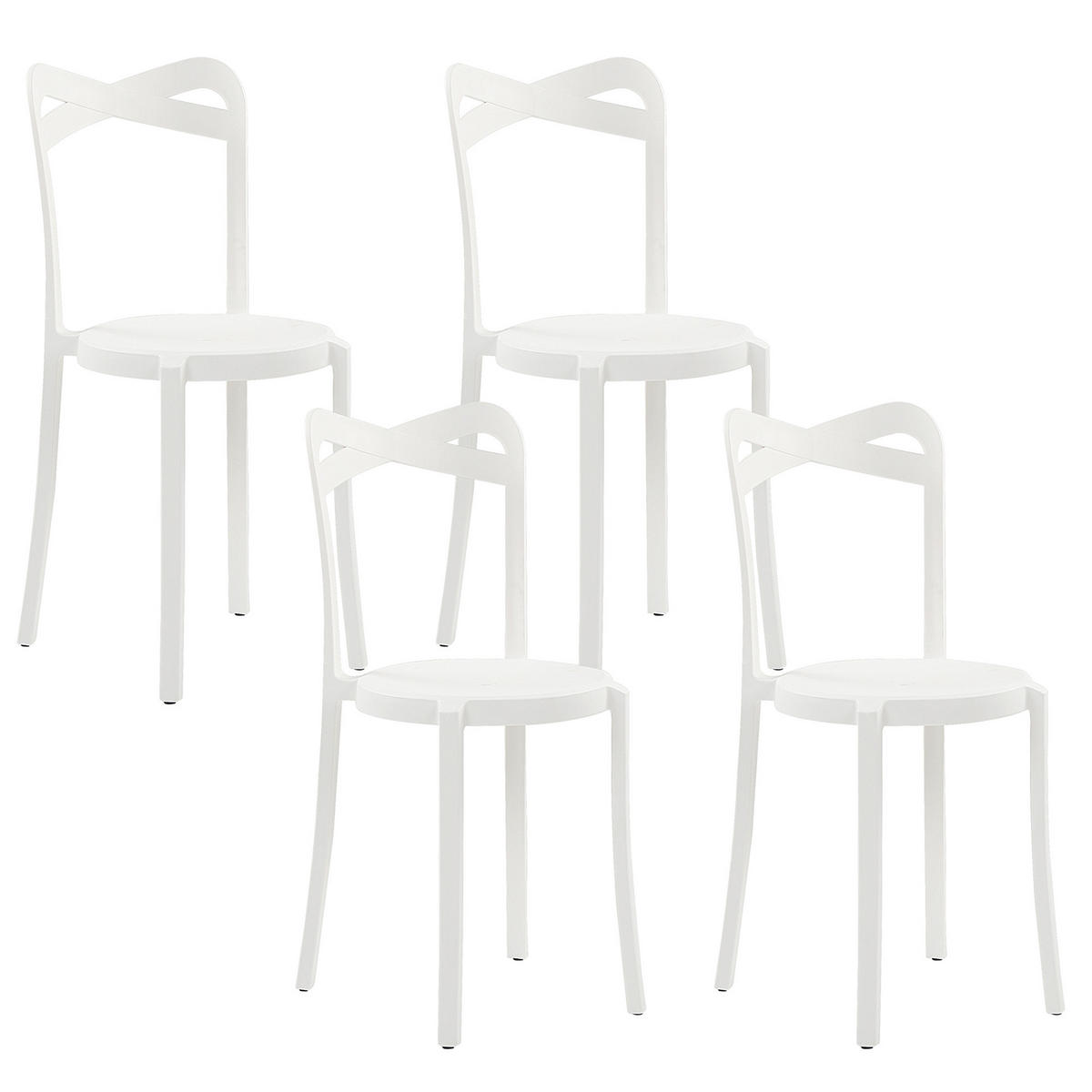 GARTENSTÜHLE 4er-Set Kunststoff weiß Camogli - Weiß, Kunststoff (38/80/40cm) - Beliani