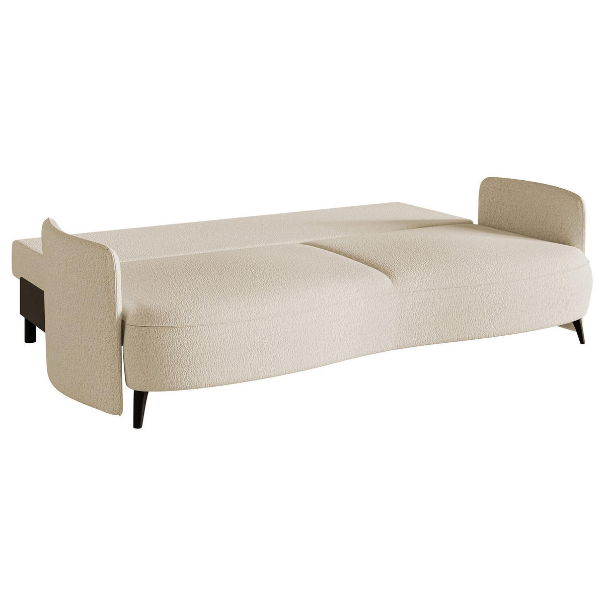 POHOVKA Raviolo světle béžová, s potahem bouclé - černá/ecru, textil/plast (230/95/103cm) - Selsey