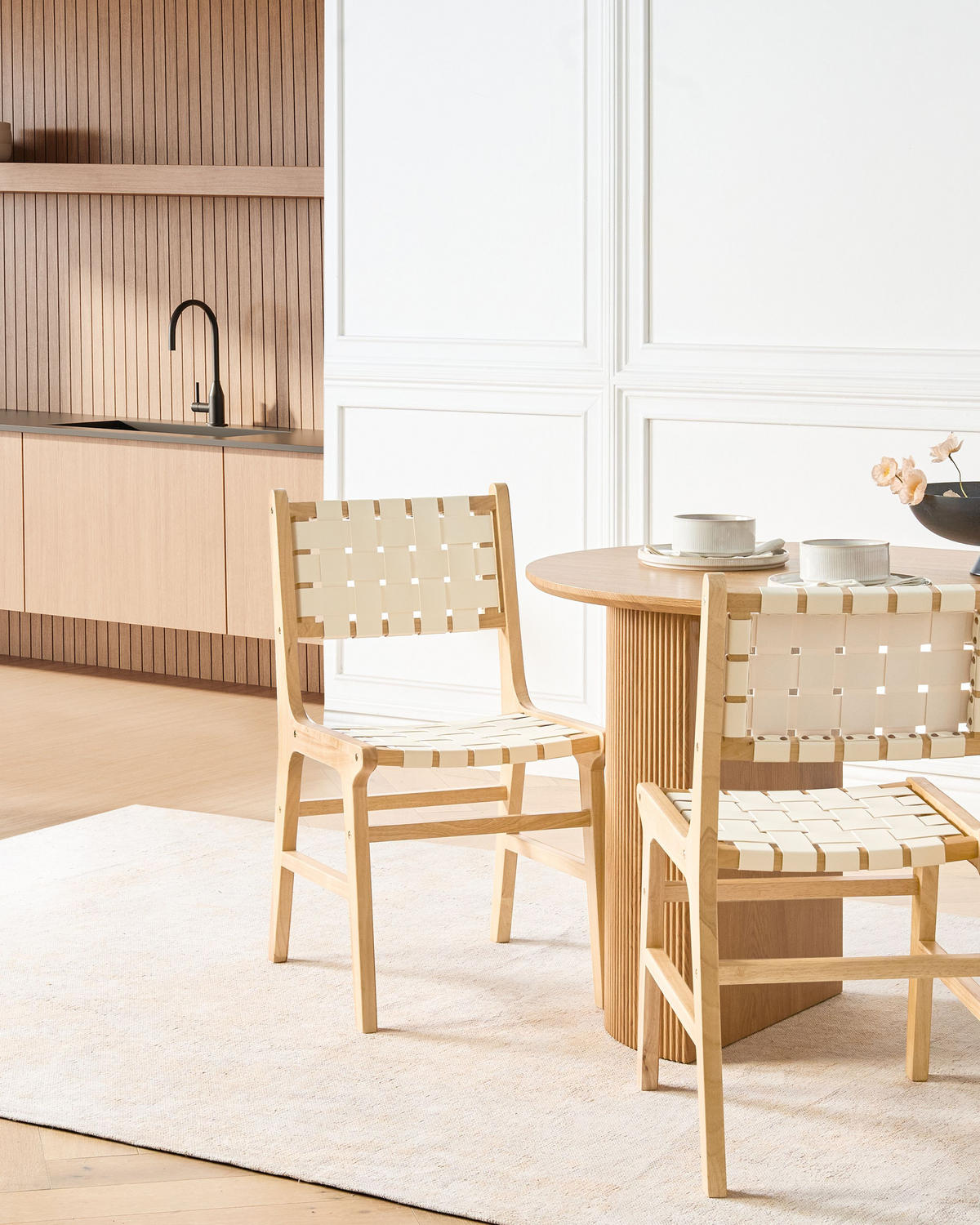 ESSZIMMERSTUHL 2er-Set Hellbeige Humble - Beige/Braun, Holz (46/84/56cm) - Beliani