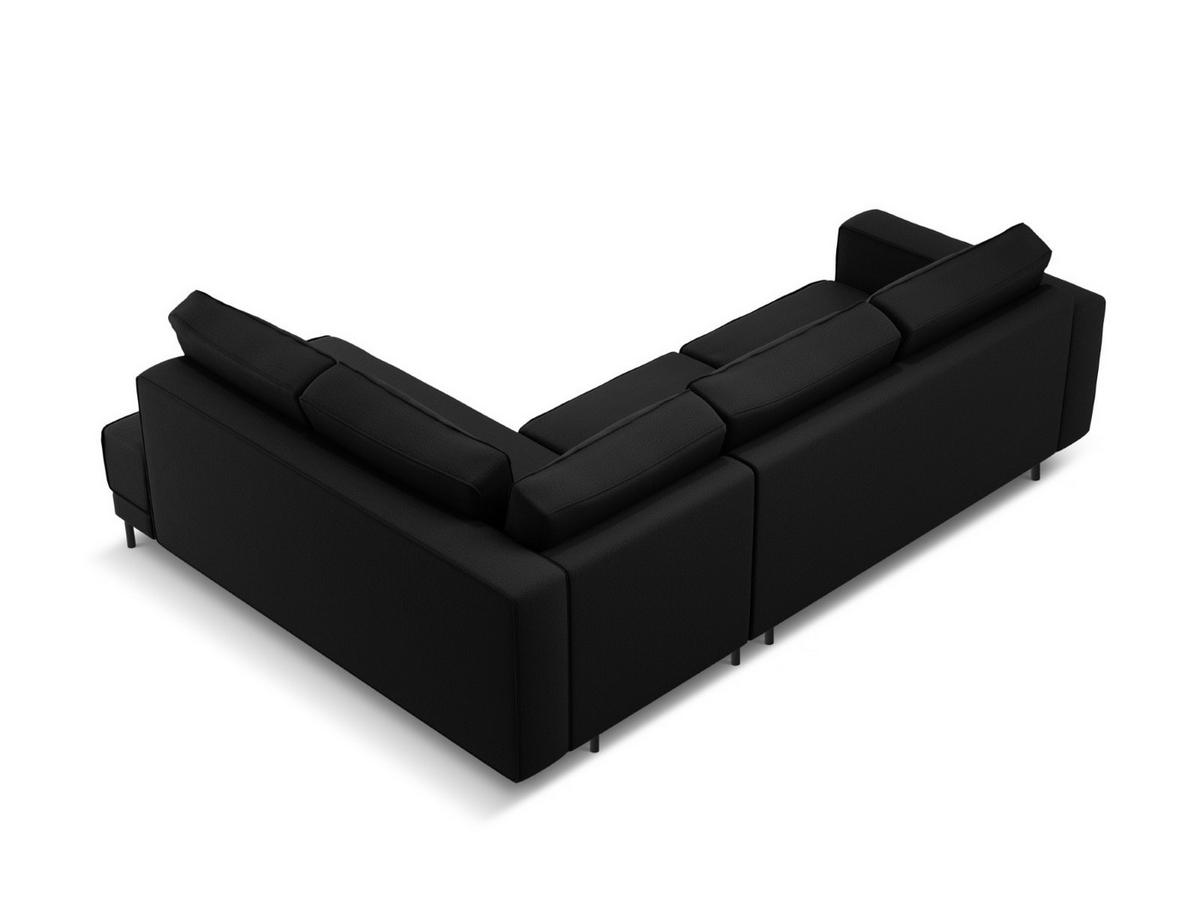 AUSKLAPPBARES-ECKSOFA rechts Caro aus strukturiertem Stoff schwarz 5 Sitzplätze - Schwarz, Textil (187/247cm) - Micadoni