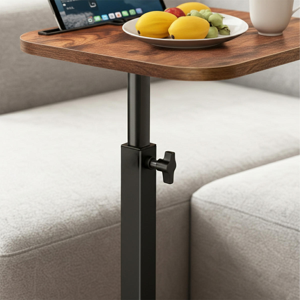 BEISTELLTISCH Braun Schwarz höhenverstellbar - Braun, Holzwerkstoff/Metall (40/30/48cm) - Relaxdays