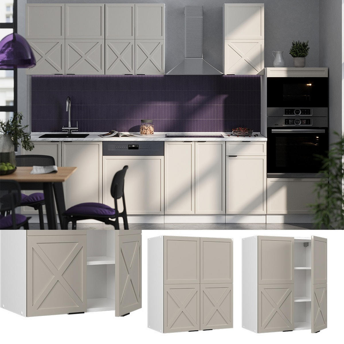 DULAP DE PERETE Fame-Line GriBej 60 cm - alb/gri, compozit lemnos (60/72/34.1cm) - Vicco