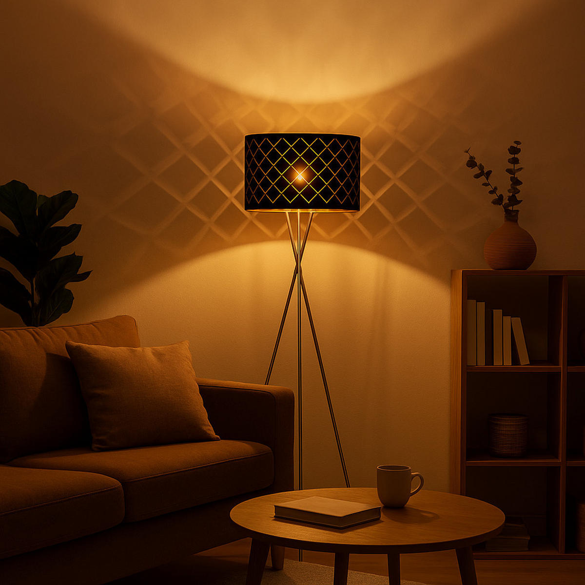 LED STEHLEUCHTE Metall Schwarz Gold - Schwarz, Metall (62/62/158cm) - Globo Lighting