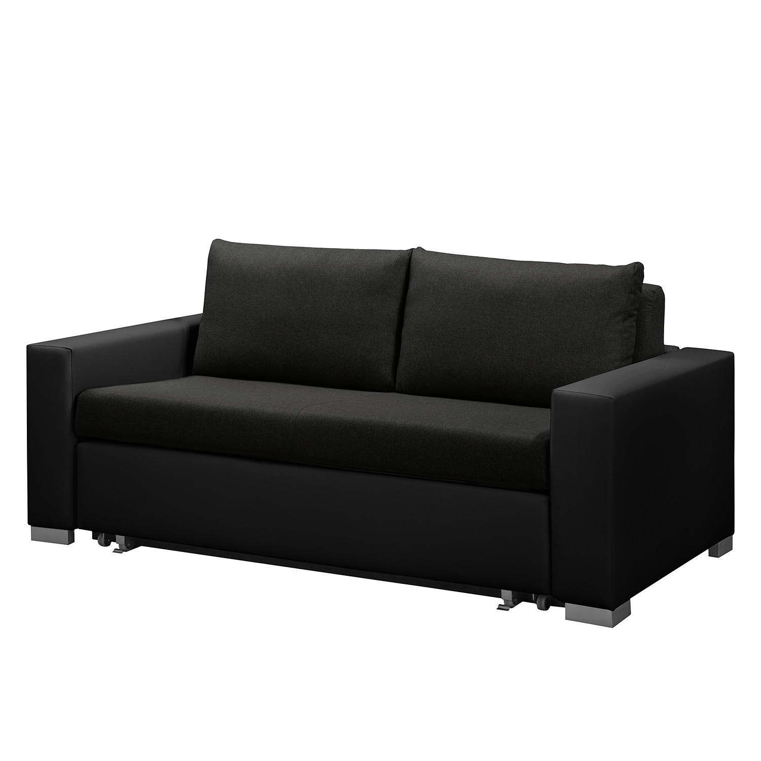 SCHLAFSOFA - Silberfarben/Schwarz, Kunststoff/Textil (193/90/90cm) - home24