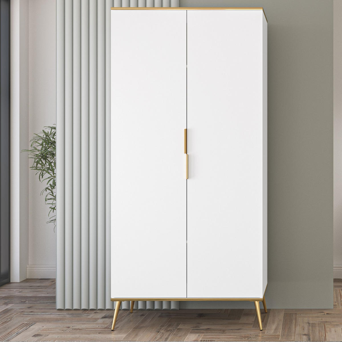 KLEIDERSCHRANK VELTI,Weiß - Weiß, Holzwerkstoff (92/195/53cm) - KONSIMO®