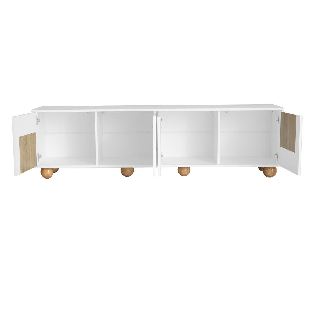 TV ormarić 175/38/50 cm natur i bijeli od MDF-a i PB-a s 4 vrata i prostorom za odlaganje - svijetlo smeđa, drvni materijal (175/50/38cm) - OKWISH