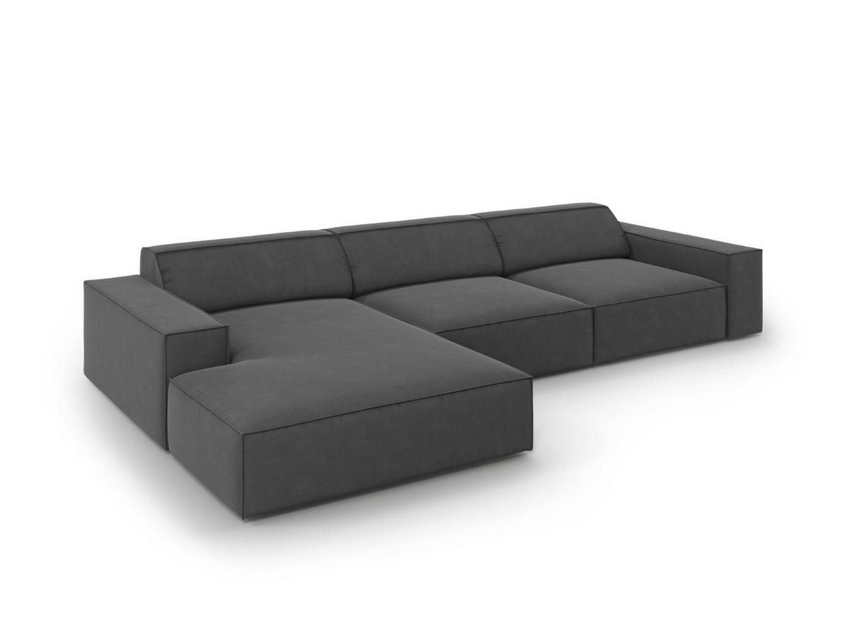 ECKSOFA links Jodie aus Samt grau 4 Sitzplätze - Grau, Textil (166/284cm) - Micadoni