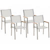 GARTENSTUHL 4er-Set weiß Edelstahl Grosseto - Hellbraun/Silberfarben, Metall (55/87/58cm) - Beliani