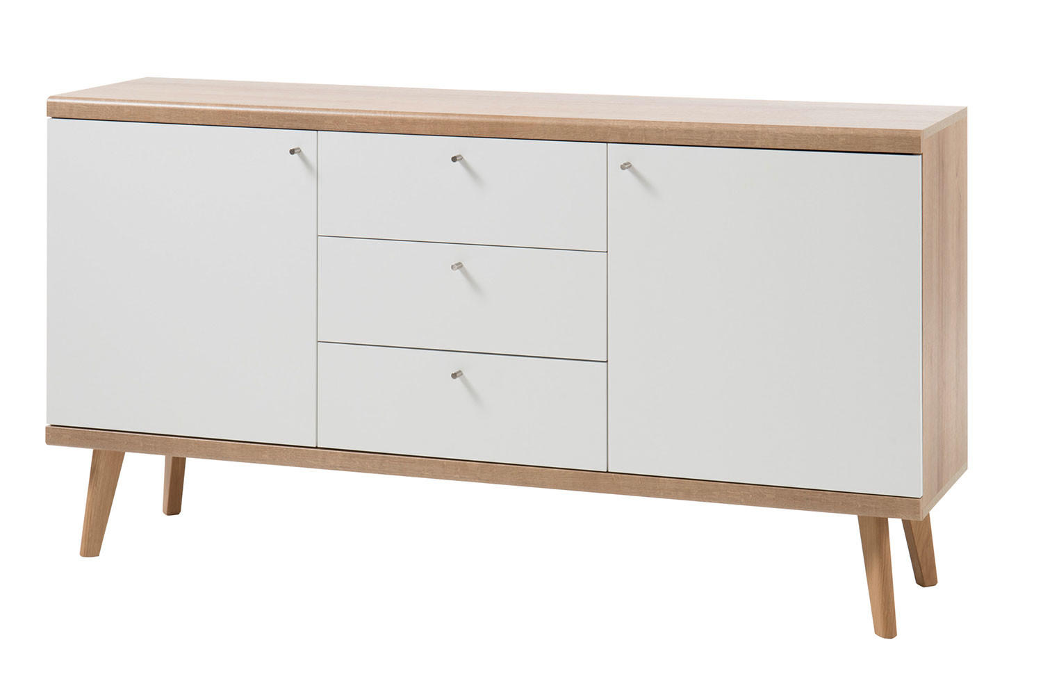 SIDEBOARD Merle Eiche Riviera / weiß 160 / 40 / 83cm - Eichefarben/Weiß, Holzwerkstoff (160/83/40cm) - Feldmann-Wohnen