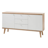 SIDEBOARD Merle Eiche Riviera / weiß 160 / 40 / 83cm - Eichefarben/Weiß, Holzwerkstoff (160/83/40cm) - Feldmann-Wohnen