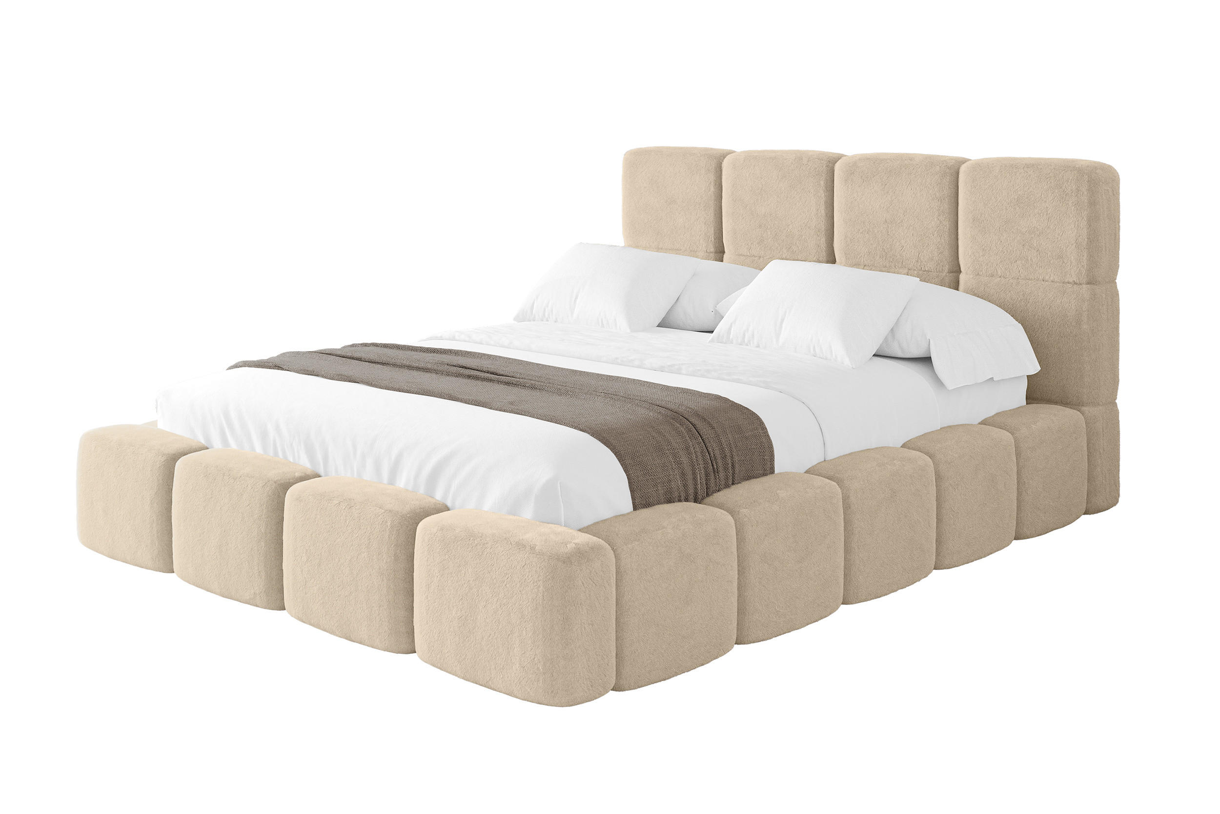 POLSTERBETT mit Bettkasten und Lattenrost mit Kopfteil, Boxbett ohne Matratze, mit Stauraum - NATA 180x200 Creme - Creme, Holzwerkstoff/Textil (180/200cm) - ALTDECOR