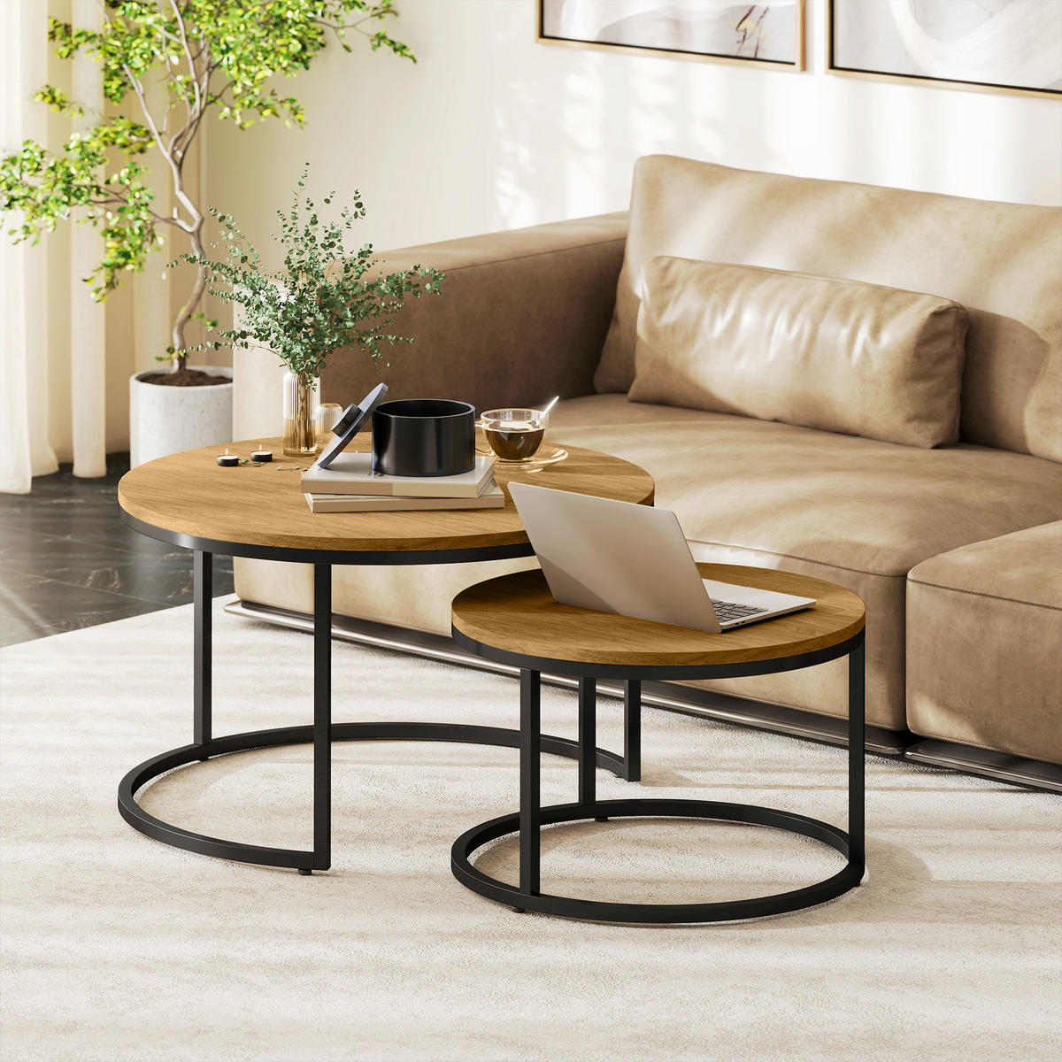 COUCHTISCH DE-15793 industrieller Stil Braun - Braun, Metall (78.5/78.5/46.5cm) - ComfortXL