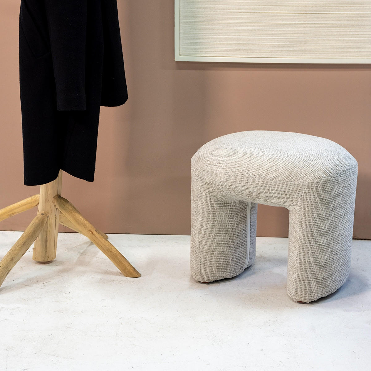 POUF aus Stoff 47x42x42cm, beige - Beige, Textil (47/42/42cm) - Giga Meubel