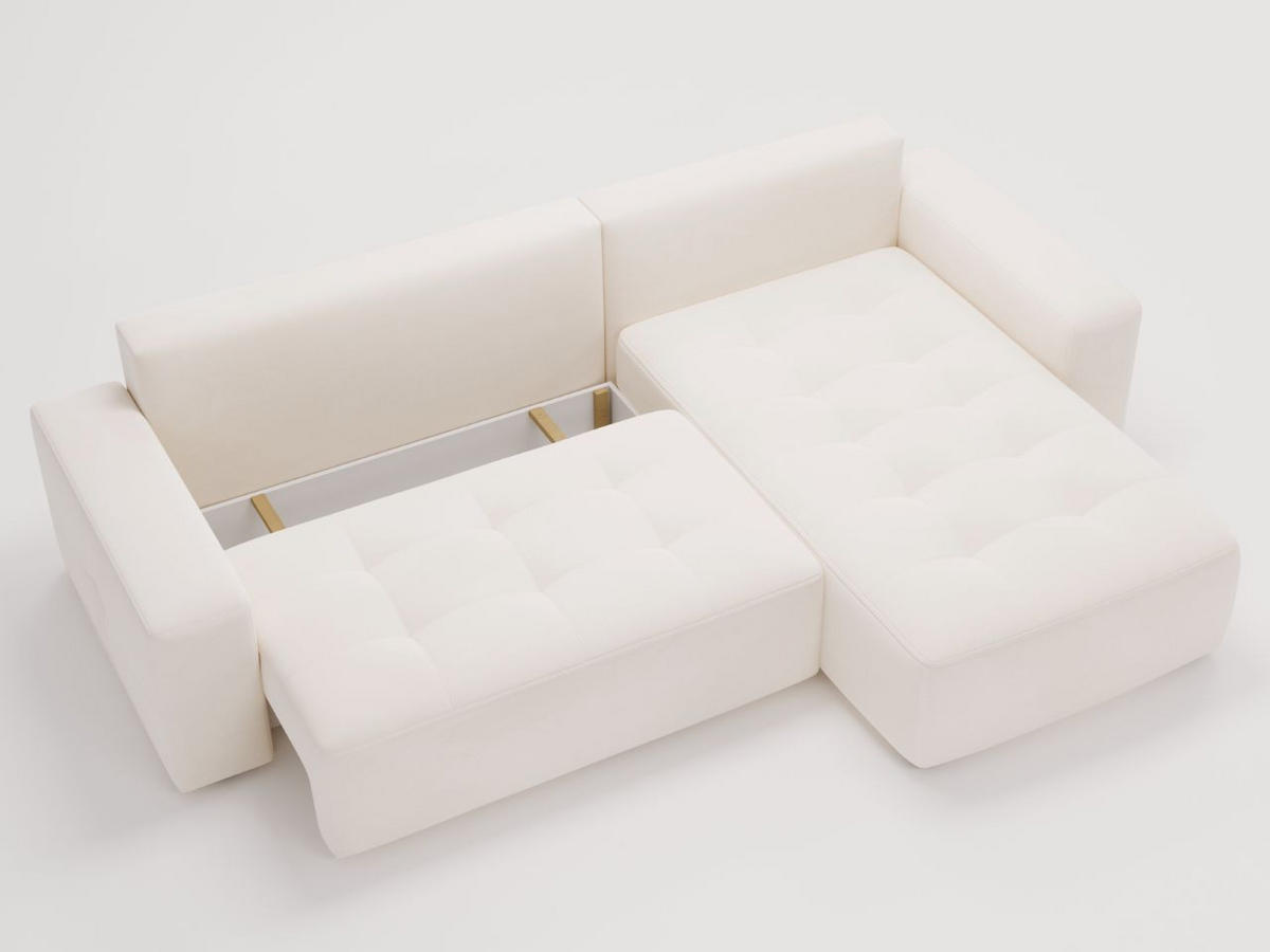ECKSOFA Portland Creme Rechts - Creme, Holz/Kunststoff (250/165cm) - Graingold
