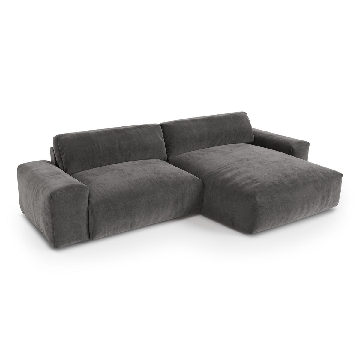 ECKSOFA RECHTS Samt Graphitgrau 310cm - Graphitfarben/Grau, Textil (310/174cm) - Sia Home