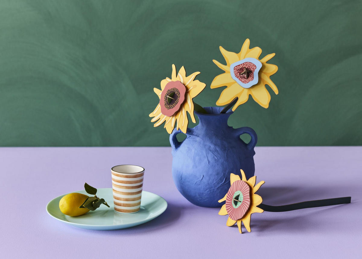 DEKOFIGUR Sonnenblumen-Trio 4/27 cm - Multicolor, Wellpappe (4/27/10cm) - KUNSTLOFT