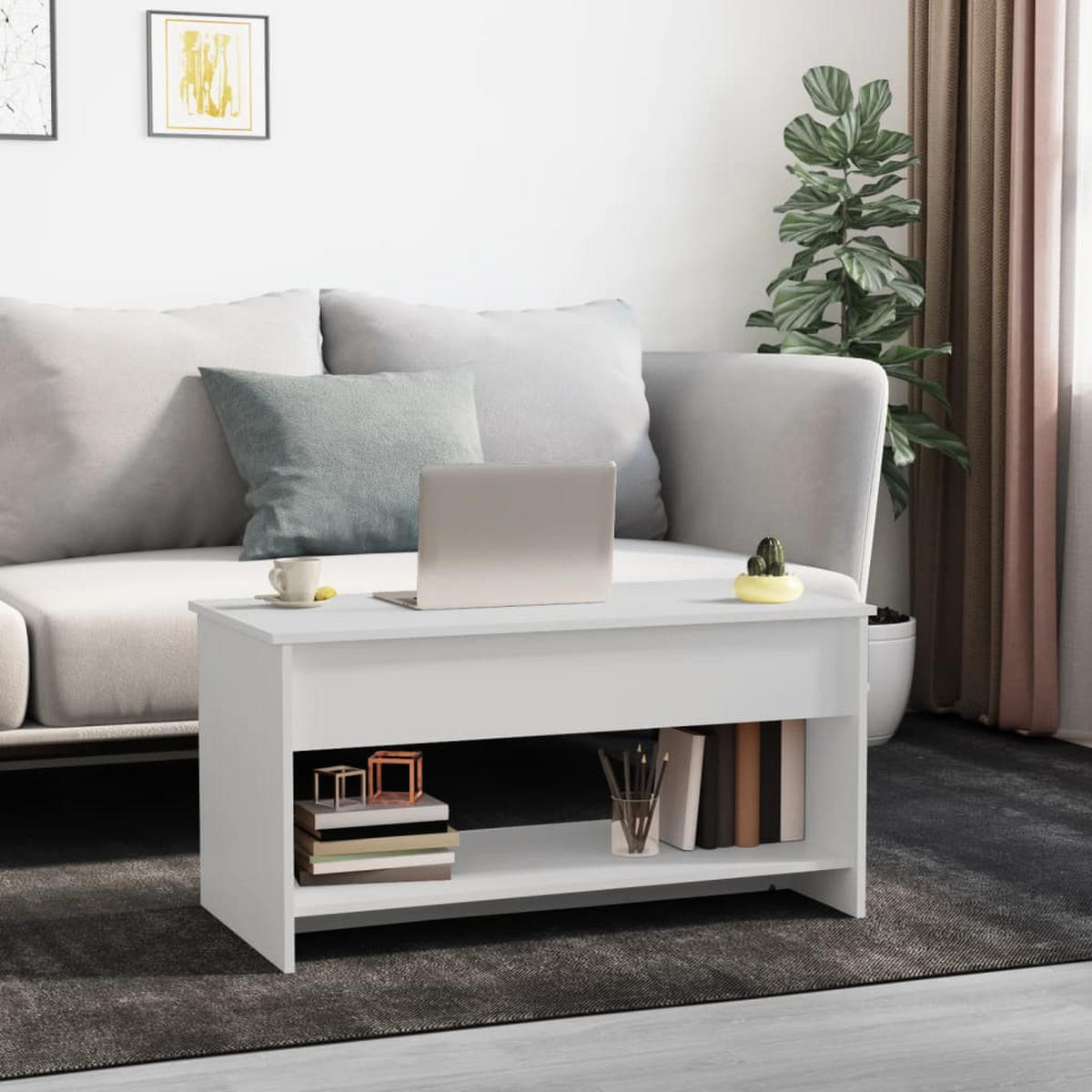 COUCHTISCH Weiß 102x50x52,5 cm Holzwerkstoff - Weiß, Holzwerkstoff (102/50/52.5cm) - furnicato