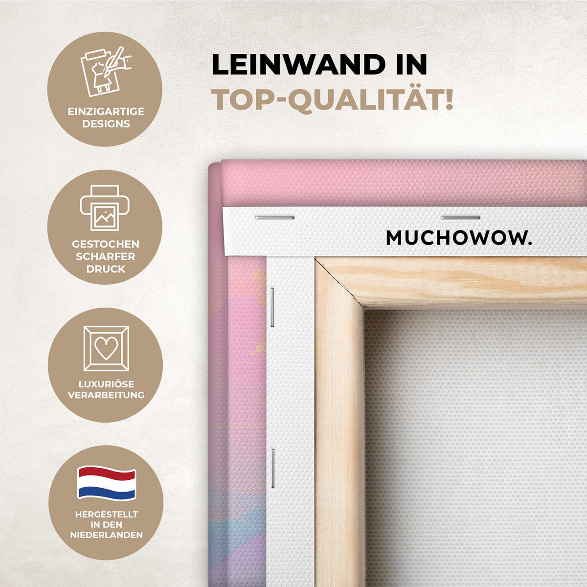 LEINWANDBILD Berggipfel - Wolken - Verträumt Wandbild 40x30 cm - Hellrosa, Textil (40/30cm) - MuchoWow