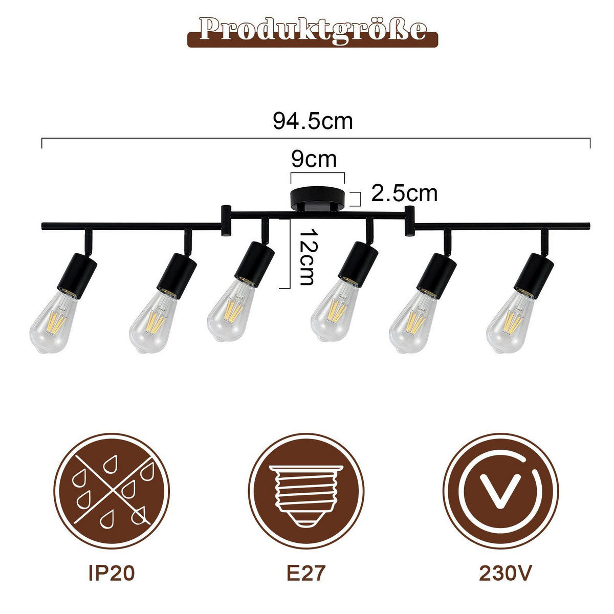 DECKENSTRAHLER Strange 94.5/9/16cm - Schwarz, Metall (9/94.5/16cm) - ZMH