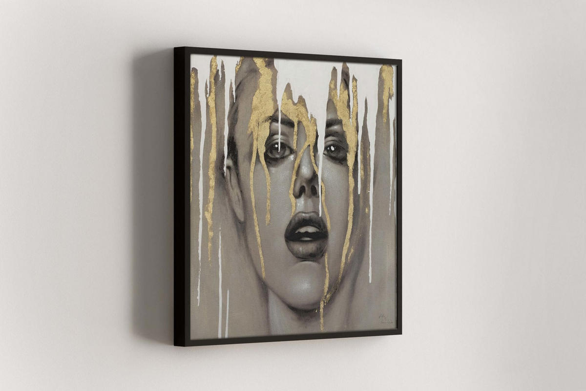 RUČNE MAĽOVANÝ AKRYLOVÝ OBRAZ 80/80 cm, biely/taupe, figurálny motív - biela/taupe, drevo/textil (80/80cm) - KUNSTLOFT