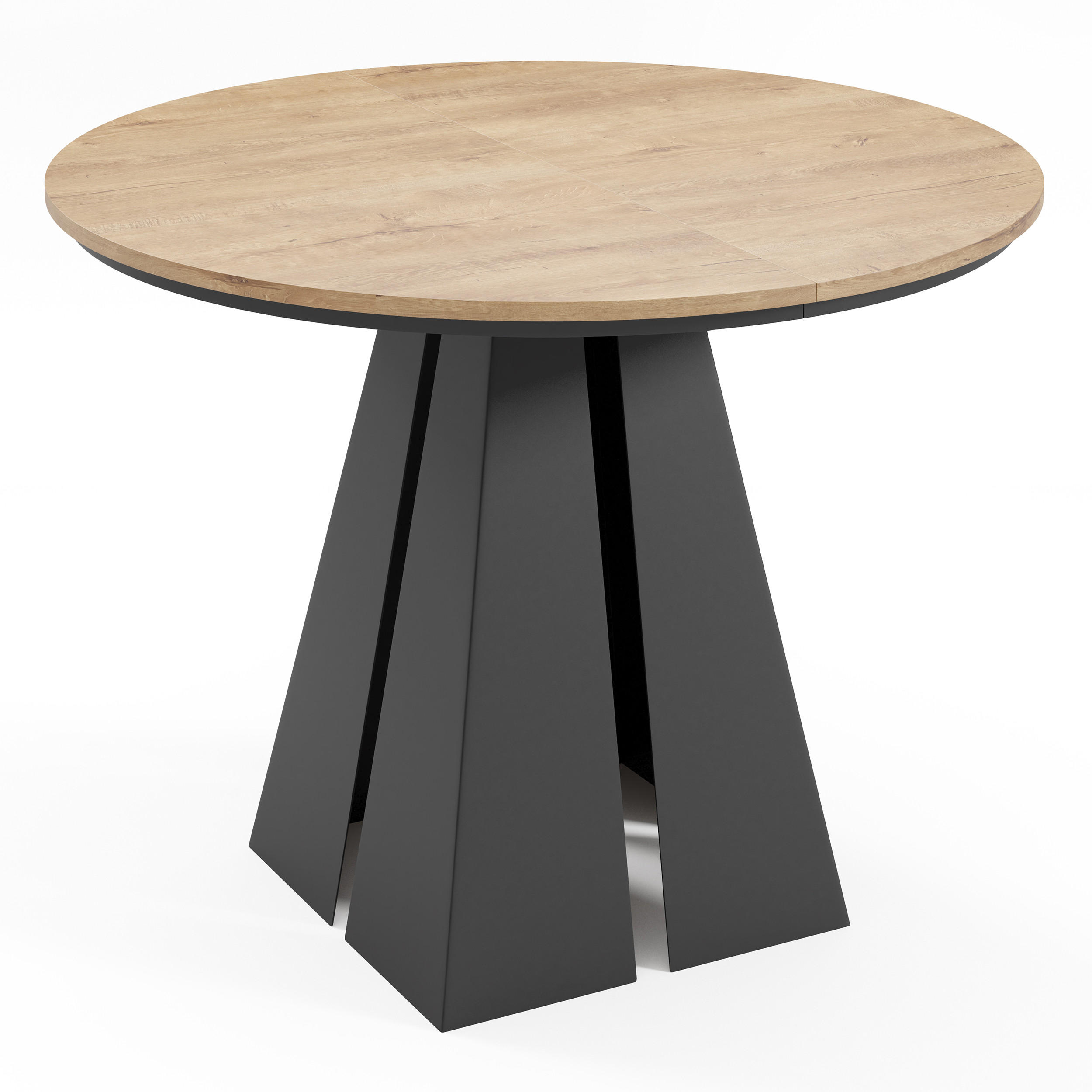 ESSTISCH Fuelo, Runder Tisch mit Ausziehfunktion, 120-200x100 cm, Schwarz+eiche Craft - Eichefarben/Schwarz, Metall (120/120/76cm) - Beautysofa