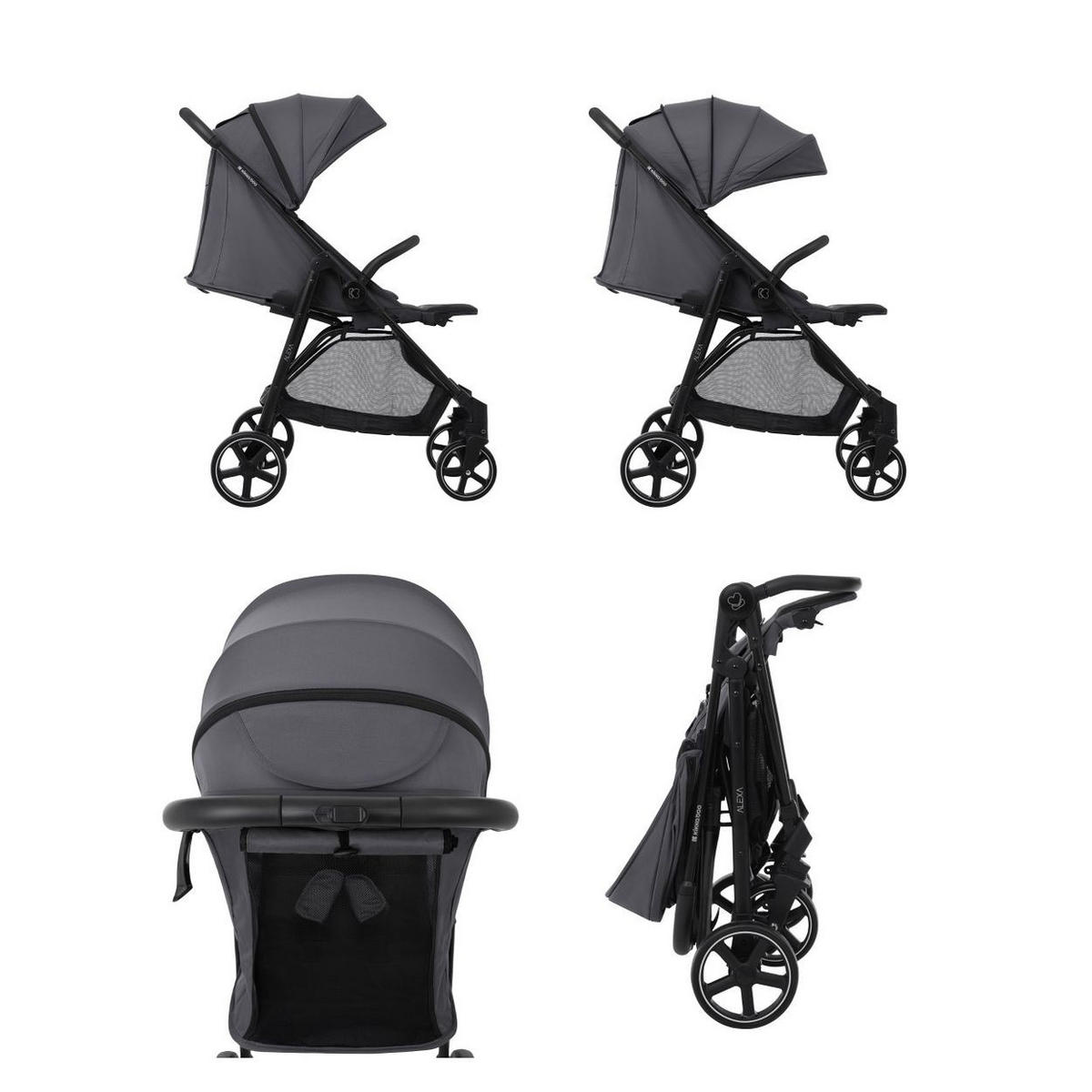 BUGGY Alexa 22 kg dunkelgrau faltbar, Rückenlehne verstellbar, Gurt - Dunkelgrau, Metall (72/51/101cm) - Kikka boo