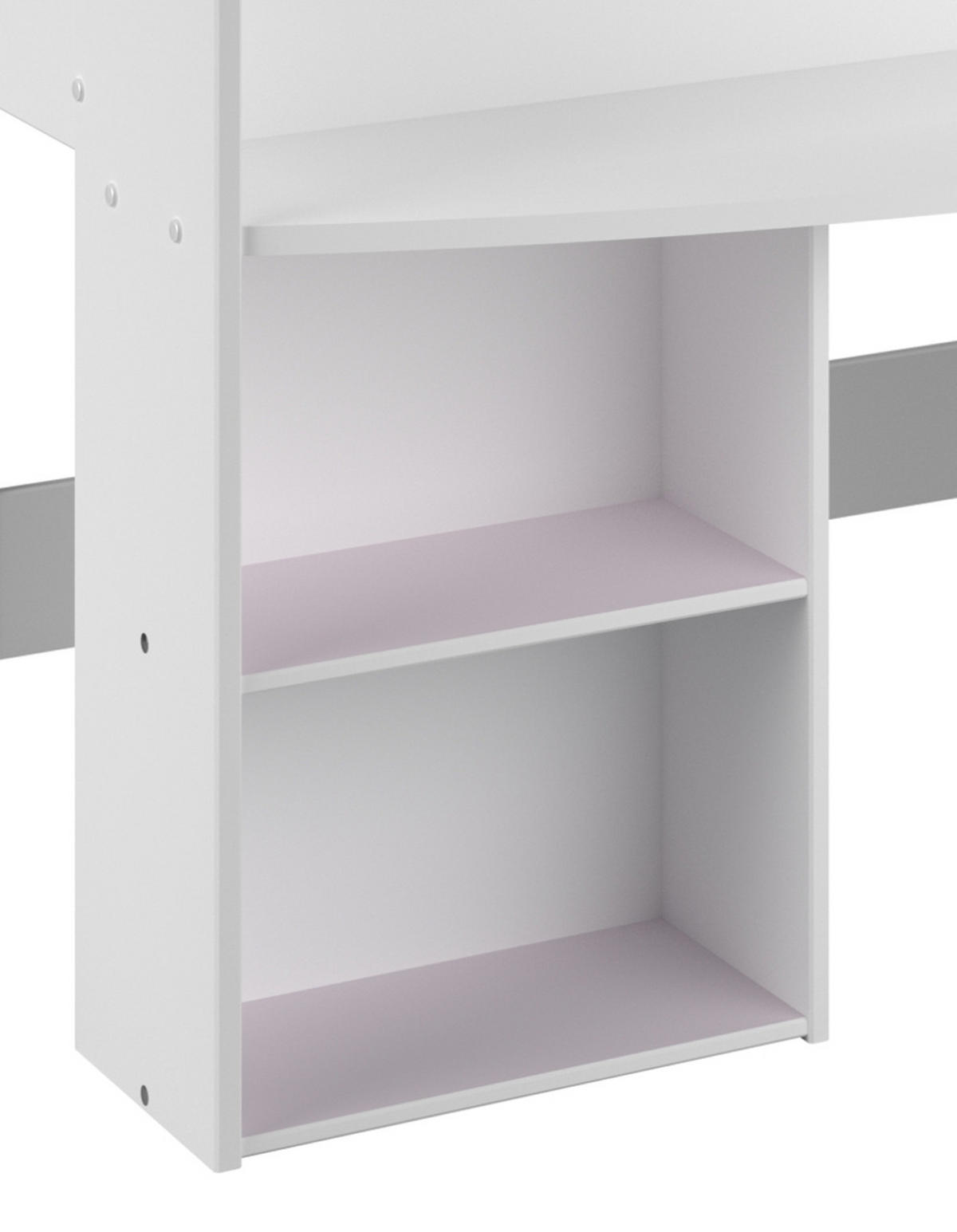 HOCHBETT Bett 90 x 200 cm mit Stauraum und Bastelfläche - Weiß/Kieferfarben, Holzwerkstoff (90/200cm) - Parisot Meuble